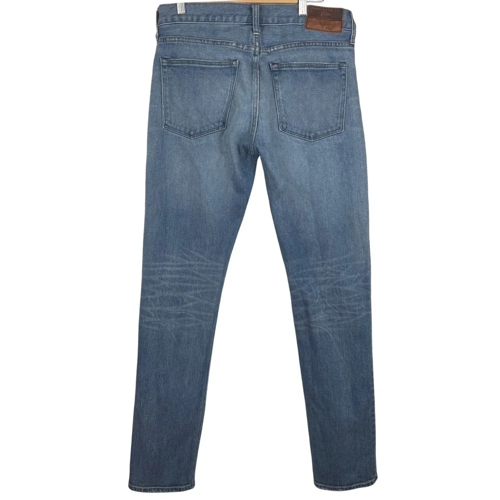 J. Crew 484 Stretch Slim Jeans Mens 32x34 Light Wash Preppy Distressed Whiskered